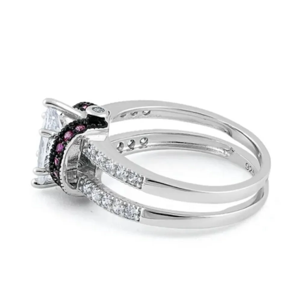Sterling Silver Clear Marquise Ruby CZ Ring New